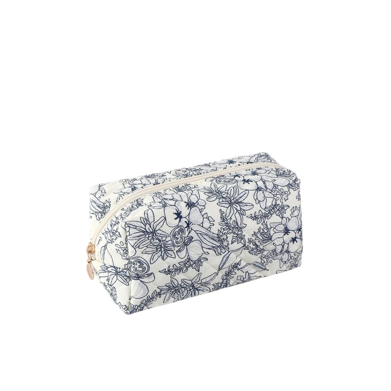 Τσαντάκι καλλυντικών με φερμουάρ, φλοράλ quilted σχέδιο, για ταξίδια και φροντίδα δέρματος, μεγάλη χωρητικότητα, φορητή αποθήκευση, ύφασμα πολυεστέρας, επένδυση πολυεστέρ-βαμβάκι, unisex