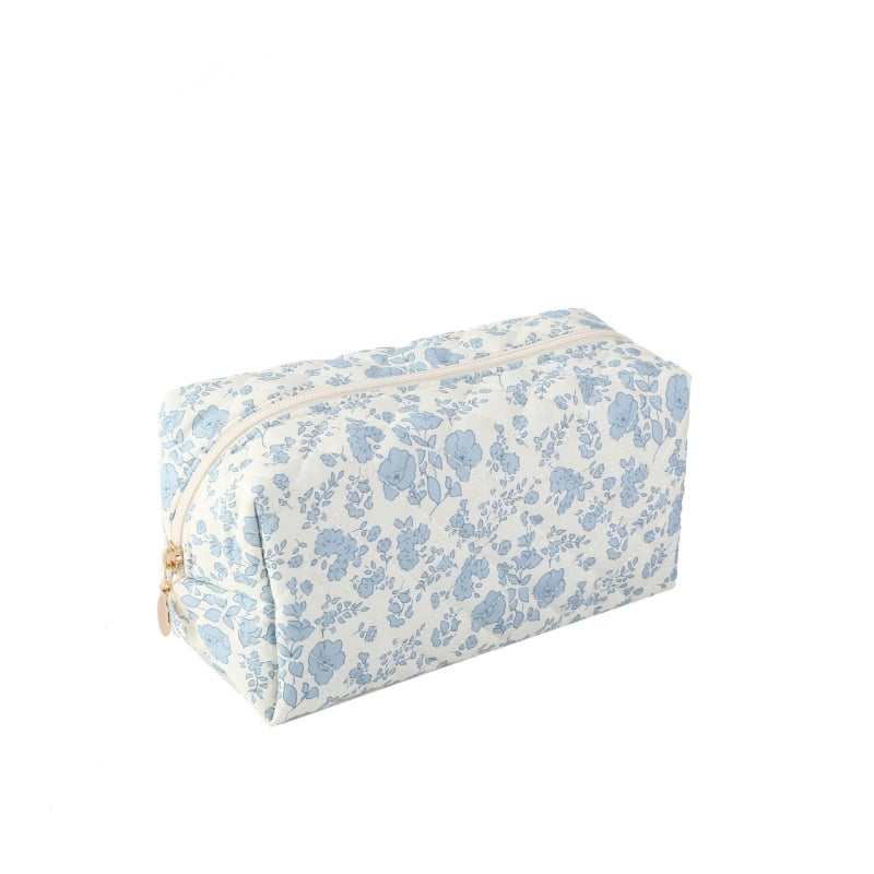 Τσαντάκι καλλυντικών με φερμουάρ, φλοράλ quilted σχέδιο, για ταξίδια και φροντίδα δέρματος, μεγάλη χωρητικότητα, φορητή αποθήκευση, ύφασμα πολυεστέρας, επένδυση πολυεστέρ-βαμβάκι, unisex