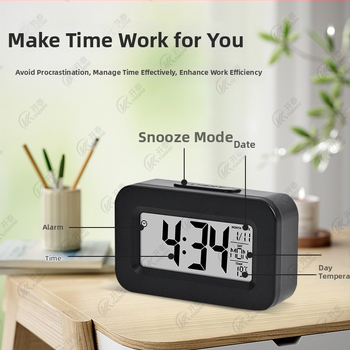 Πολυλειτουργικό ξυπνητήρι-χρονόμετρο με LCD οθόνη, θερμόμετρο και φωτιζόμενη ένδειξη, τροφοδοσία με μπαταρίες