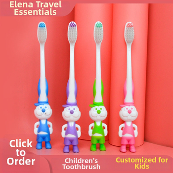 Eleanor Παιδική οδοντόβουρτσα μίας χρήσης με μαλακές τρίχες, πλαστική, μίνι σχέδιο καρτούν, δυνατότητα εκτύπωσης λογότυπου
