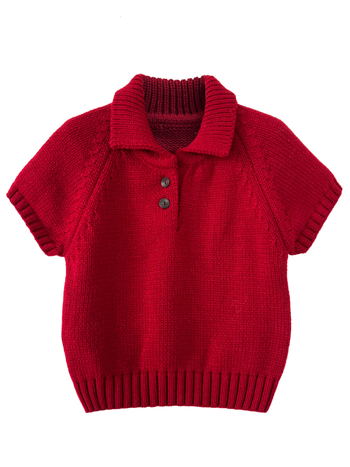 Πλεκτό πουλόβερ με γιακά πόλο, παχιά ύφανση, μανίκια 3/4, ακρυλικό (95%+)