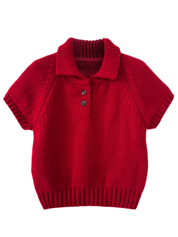 Πλεκτό πουλόβερ με γιακά πόλο, παχιά ύφανση, μανίκια 3/4, ακρυλικό (95%+)