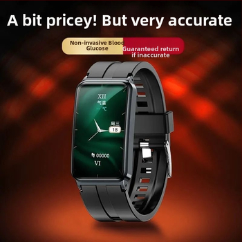 Inteligentné športové hodinky s neinvazívnym viacparametrovým monitorovaním zdravia: kyselina močová, krvný cukor, krvný tlak, krvný kyslík, lipidy a srdcový rytmus; vodotesné pre plávanie, IPS displej, silikónový remienok, výdrž batérie nad 21 dní