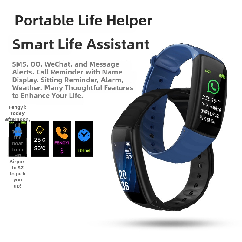 Pametni narukvica s upozorenjima vremena, alarmom, Bluetoothom, brojačem koraka, Android-kompatibilna, TPU remen, trajanje baterije 7–14 dana