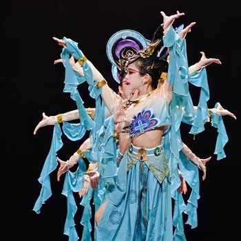 Dunhuang Feitian kostim za djevojčice – narodni ples, Chenille tkanina sa Spandexom i regeneriranim celuloznim vlaknima, zima 2023, udio vlakana ispod 30%