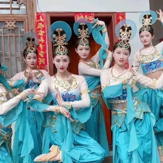Dunhuang Feitian kostim za djevojčice – narodni ples, Chenille tkanina sa Spandexom i regeneriranim celuloznim vlaknima, zima 2023, udio vlakana ispod 30%