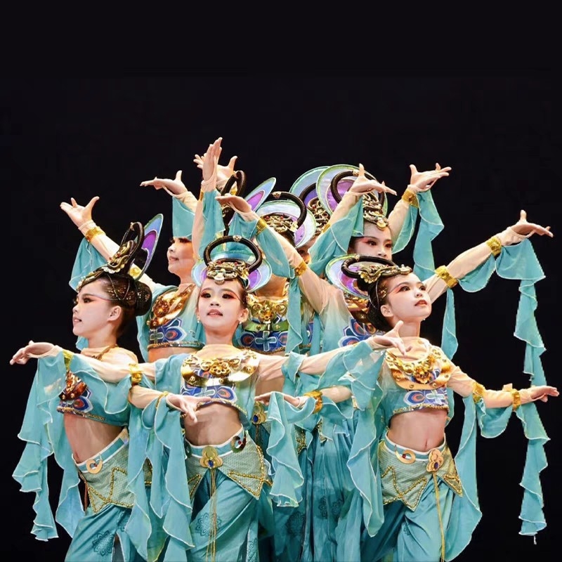 Dunhuang Feitian kostim za djevojčice – narodni ples, Chenille tkanina sa Spandexom i regeneriranim celuloznim vlaknima, zima 2023, udio vlakana ispod 30%