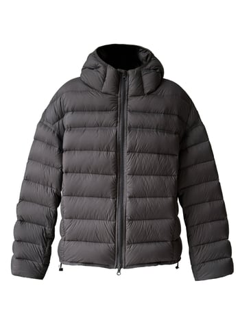 Γυναικείο μπουφάν με κουκούλα, νάιλον ύφασμα, χαλαρή γραμμή, περιεκτικότητα σε πούπουλα 86–90%, γέμισμα 101–200 g