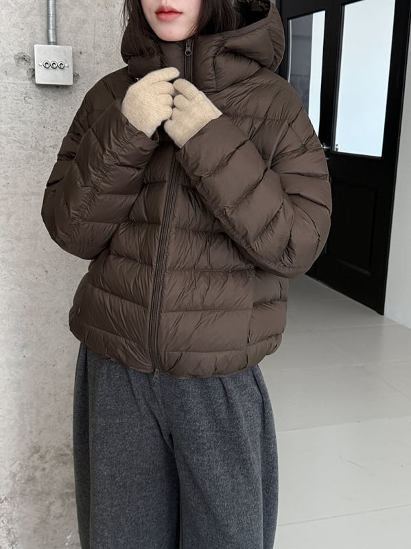 Γυναικείο μπουφάν με κουκούλα, νάιλον ύφασμα, χαλαρή γραμμή, περιεκτικότητα σε πούπουλα 86–90%, γέμισμα 101–200 g