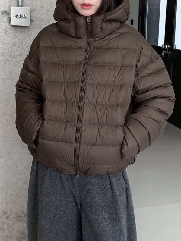 Γυναικείο μπουφάν με κουκούλα, νάιλον ύφασμα, χαλαρή γραμμή, περιεκτικότητα σε πούπουλα 86–90%, γέμισμα 101–200 g