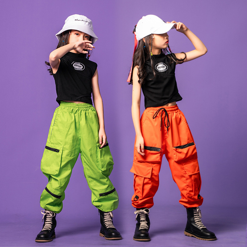 Kostim za djevojčice za hip-hop ulični ples — tkanina od mješavine pamuka (95% pamuk), nježno enzimsko pranje, ulični stil, kvaliteta AQL 2.5