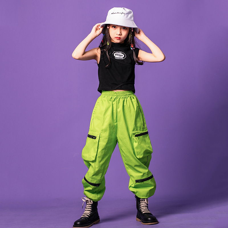 Kostim za djevojčice za hip-hop ulični ples — tkanina od mješavine pamuka (95% pamuk), nježno enzimsko pranje, ulični stil, kvaliteta AQL 2.5