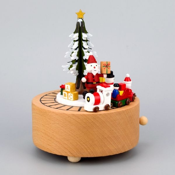 Ξύλινο κουτί μουσικής με μηχανισμό επαναφοράς — χειροποίητο, μικρή γλυκιά φιγούρα ζώου, μοντέρνο μινιμαλιστικό στυλ