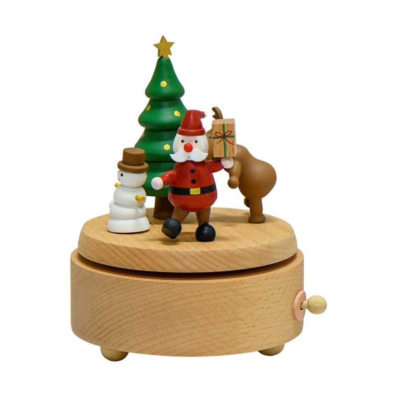 Ξύλινο κουτί μουσικής με μηχανισμό επαναφοράς — χειροποίητο, μικρή γλυκιά φιγούρα ζώου, μοντέρνο μινιμαλιστικό στυλ