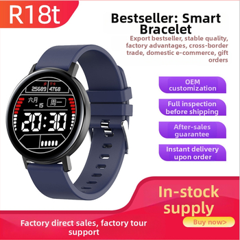 R18t chytré zápästie s plnou dotykovou obrazovkou, meranie tepu a krvného tlaku, vodeodolný, Bluetooth, výdrž batérie 7–14 dní.