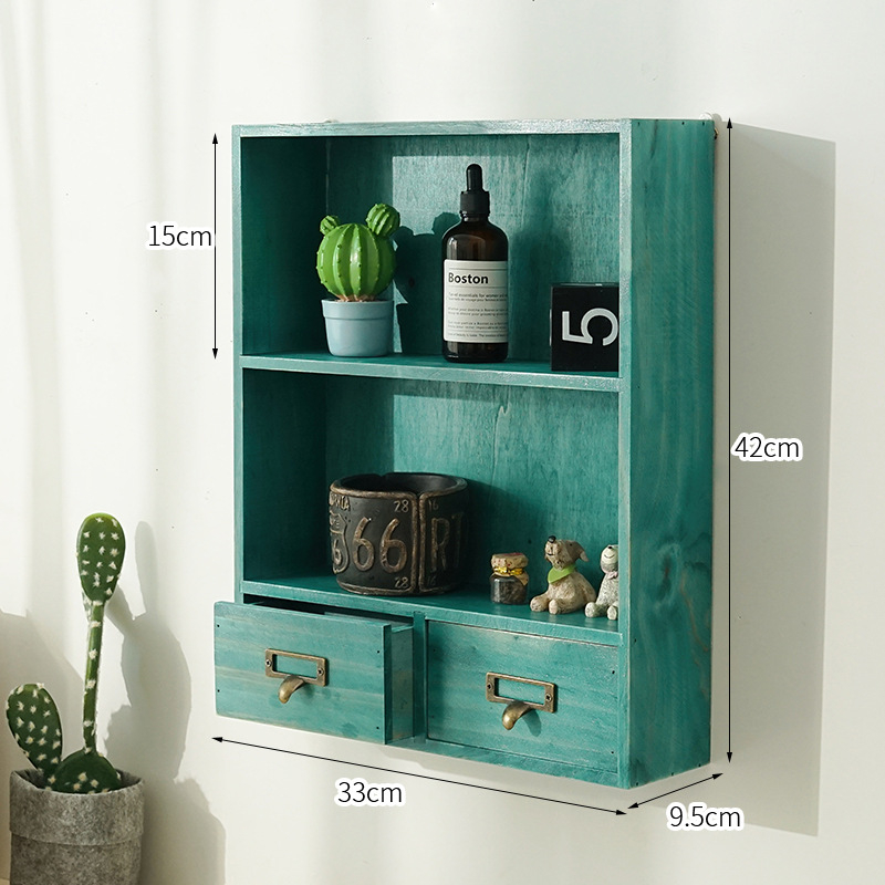 Drveni organizator za stolni prostor s ladicom za sitnice – borovo drvo, japanski stil