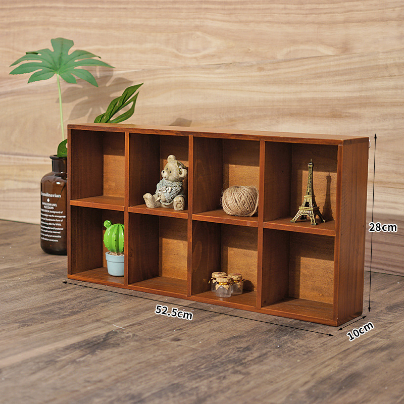 Drveni organizator za stolni prostor s ladicom za sitnice – borovo drvo, japanski stil