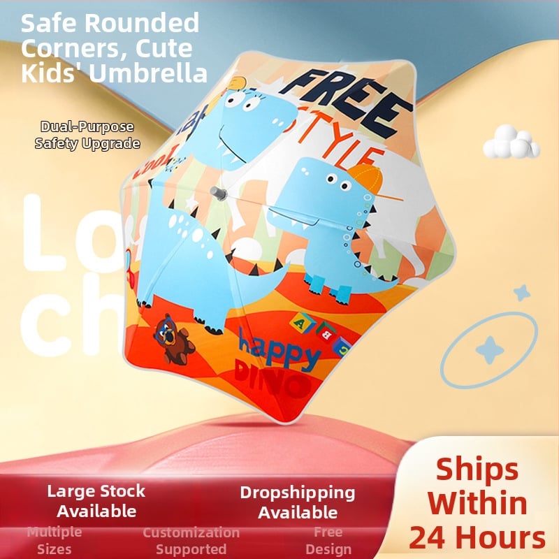 Παιδική ομπρέλα για κορίτσια, ελαφριά, 6 ραβδές, άξονας από κράμα, πλαστική λαβή, χειροκίνητο άνοιγμα, ύφασμα 190T με λογότυπο