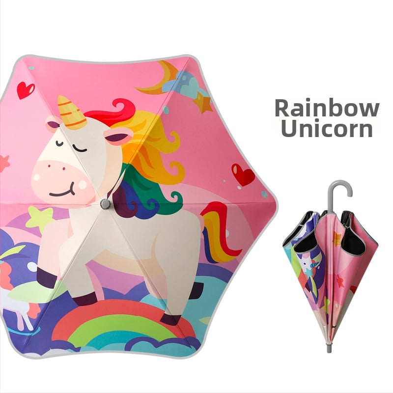 Παιδική ομπρέλα για κορίτσια, ελαφριά, 6 ραβδές, άξονας από κράμα, πλαστική λαβή, χειροκίνητο άνοιγμα, ύφασμα 190T με λογότυπο