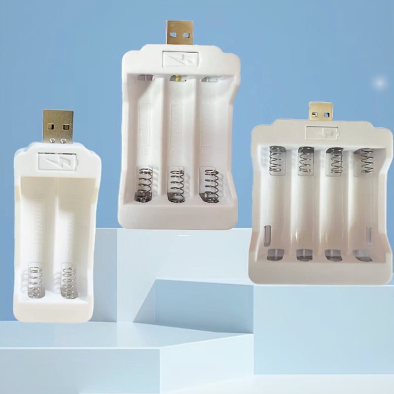 Linxin USB töltő AA/AAA Ni-Cd/Ni-MH akkukhoz, 2/3/4-es slotos, bemenet AC100-240V, kimenet DC 1.2V 0.21A