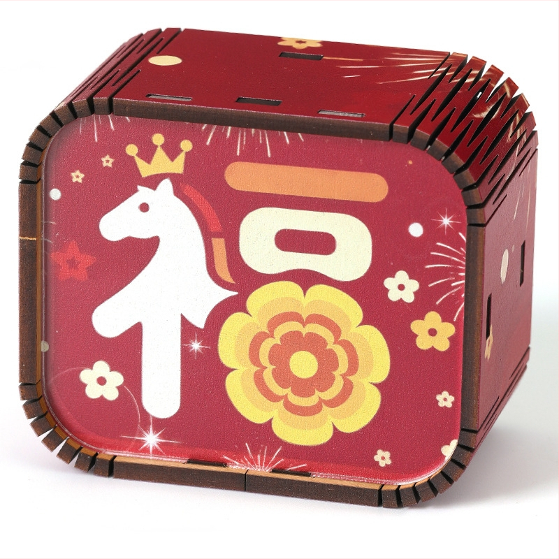 Drevená mini hudobná skrinka so 26 tónov, Nový rok, možnosť vlastného loga, tlač a UV tlač