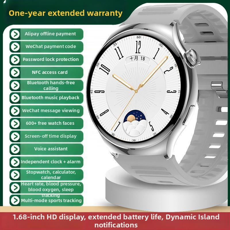 Bluetooth pametni sat s TFT zaslonom, NFC, vodootporan za svakodnevnu upotrebu, kućište od aluminijskog legura i silikonska narukvica