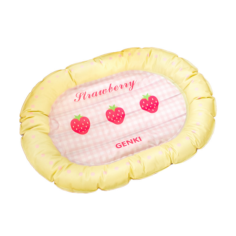 Chladića podloga za pse i mačke s Bowknot Strawberry Heart dizajnom — otporna na ogrebotine, izdržljiva gel podloga (polimerni gel / PP pamuk / PVC)