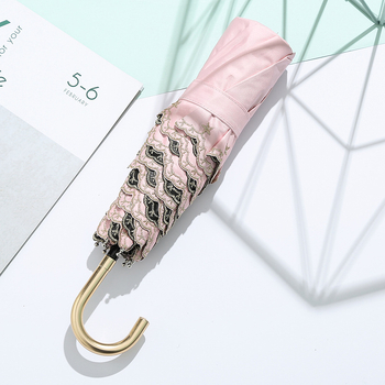 Ομπρέλα — τριών τμημάτων, ultra-light, φορητή, με καμπύλο γάντζο, για ήλιο και βροχή, χειροκίνητο άνοιγμα; ύφασμα: bumping cloth; ράβδοι: κράμα; λαβή: κράμα; αριθμός ραβδων: 6