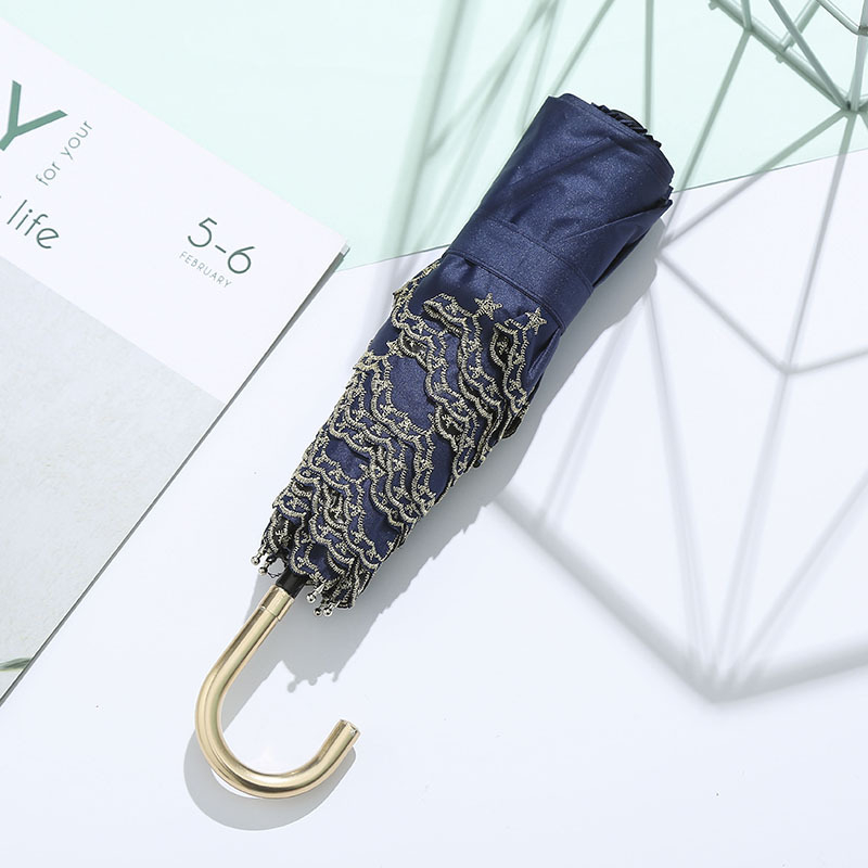 Ομπρέλα — τριών τμημάτων, ultra-light, φορητή, με καμπύλο γάντζο, για ήλιο και βροχή, χειροκίνητο άνοιγμα; ύφασμα: bumping cloth; ράβδοι: κράμα; λαβή: κράμα; αριθμός ραβδων: 6