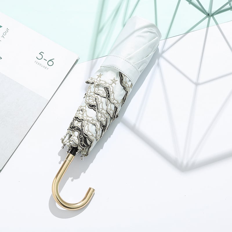 Ομπρέλα — τριών τμημάτων, ultra-light, φορητή, με καμπύλο γάντζο, για ήλιο και βροχή, χειροκίνητο άνοιγμα; ύφασμα: bumping cloth; ράβδοι: κράμα; λαβή: κράμα; αριθμός ραβδων: 6