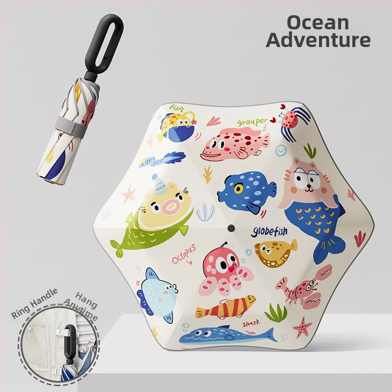 Παιδικό ομπρελάκι με 6 βέργες, καρτούν σχέδιο, στρογγυλεμένη ασφαλής άκρη, ύφασμα 190T Impact, ίνες ράβδων, ατσάλινος σωλήνας, χειροκίνητο άνοιγμα/κλείσιμο