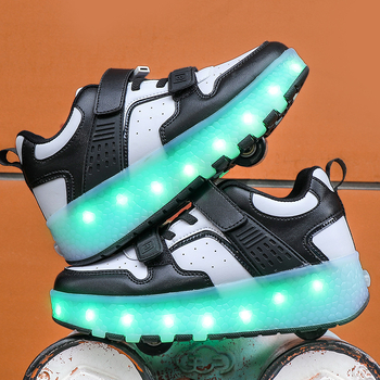 Unisex Heelys tenisice s dvostrukim izlaznim koliesima i svjetlima, punjivi sustav osvjetljenja, gornji dio PU+mreža, Velcro kopčanje