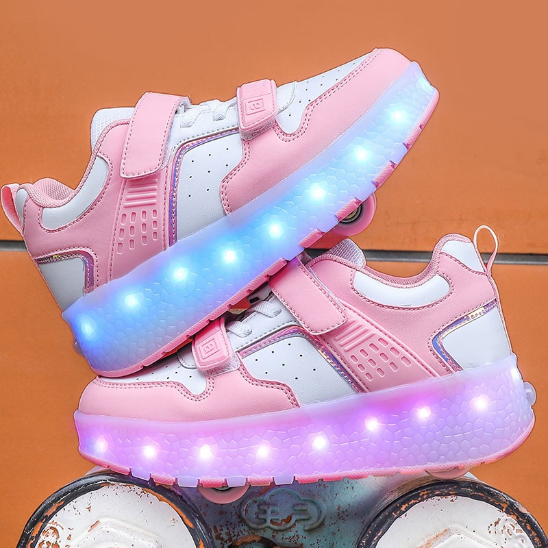 Unisex Heelys tenisice s dvostrukim izlaznim koliesima i svjetlima, punjivi sustav osvjetljenja, gornji dio PU+mreža, Velcro kopčanje