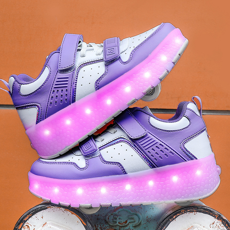 Unisex Heelys tenisice s dvostrukim izlaznim koliesima i svjetlima, punjivi sustav osvjetljenja, gornji dio PU+mreža, Velcro kopčanje