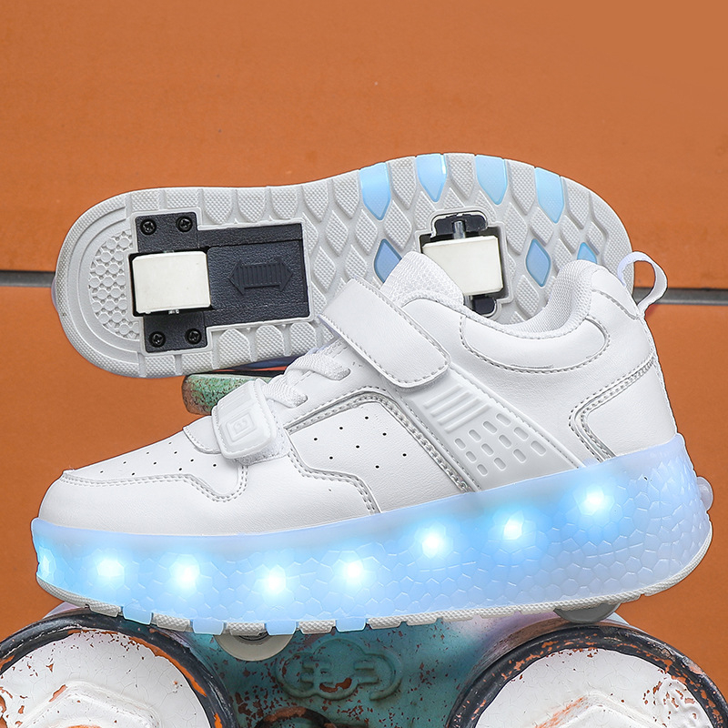 Unisex Heelys tenisice s dvostrukim izlaznim koliesima i svjetlima, punjivi sustav osvjetljenja, gornji dio PU+mreža, Velcro kopčanje