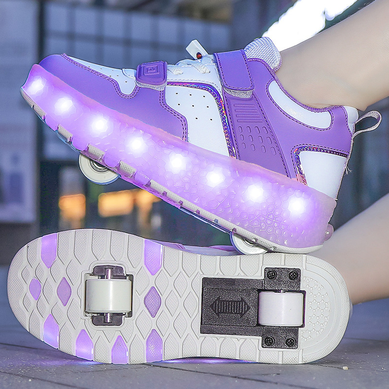 Unisex Heelys tenisice s dvostrukim izlaznim koliesima i svjetlima, punjivi sustav osvjetljenja, gornji dio PU+mreža, Velcro kopčanje