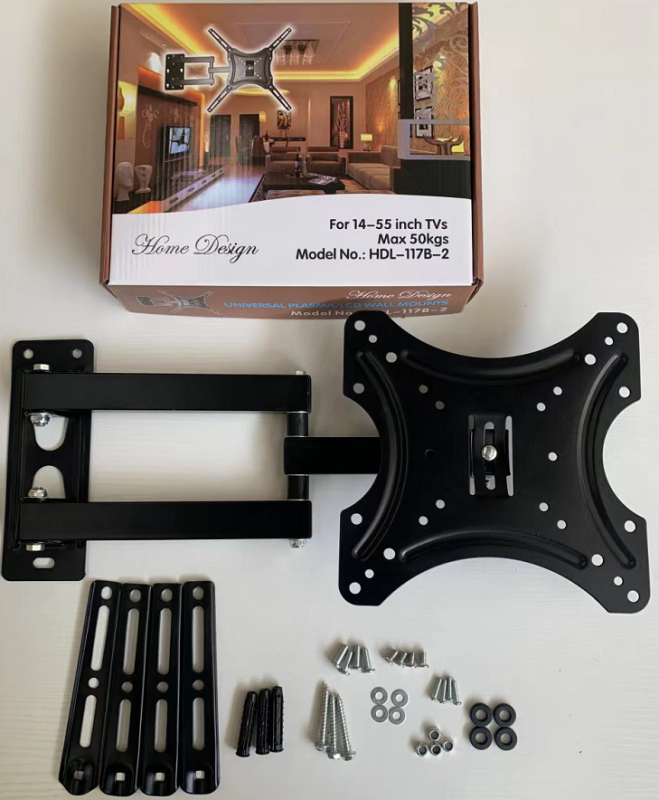 Универсален стенен телескопичен държач за телевизор с въртящо се окачване; подходящ за плоскоекранни телевизори; модел SSX200; материал: студено валцована стомана; тегло 1,7 кг