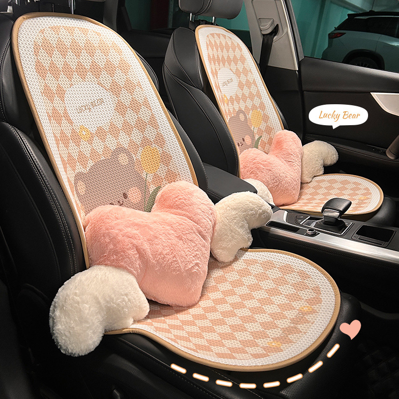 Auto jastuk za sjedalo, prozračni ljetni lan, univerzalno za četiri sezone, jednoplošni dizajn, površina Ice Silk, punilo od svilenih vlakana, ventilacija