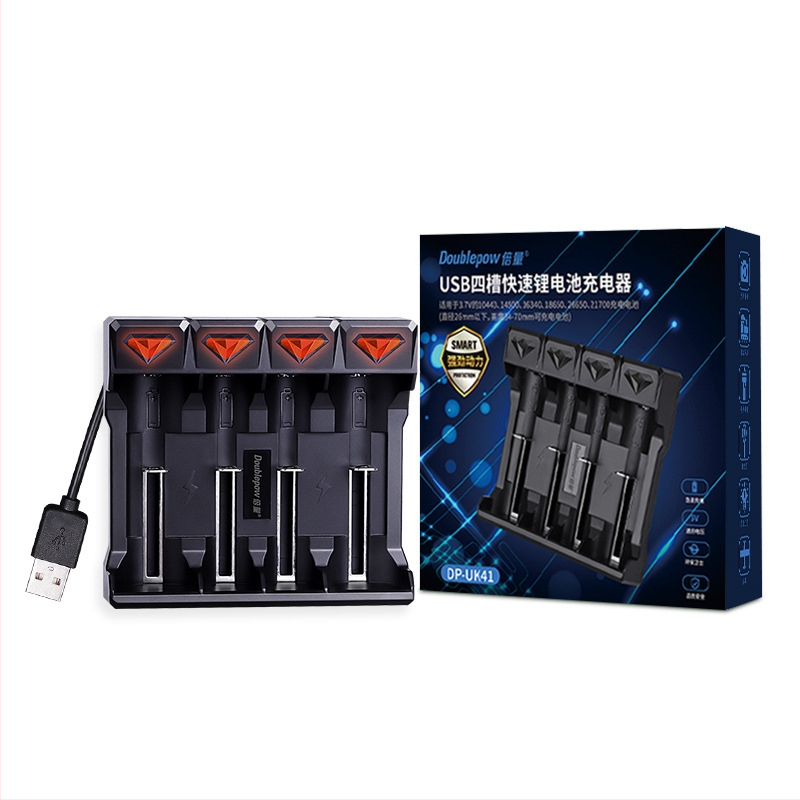 4-slotni USB punjač za litij-ionske baterije 18650 s pametnom promjenom svjetla, 3.7V