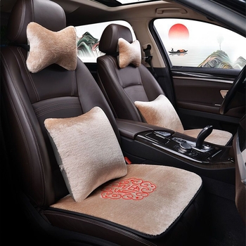 Autóülés párna készlet – vastag téli plüss, háttámla nélkül, 3 részes készlet, fűtéses, velúr töltet