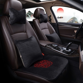 Autóülés párna készlet – vastag téli plüss, háttámla nélkül, 3 részes készlet, fűtéses, velúr töltet