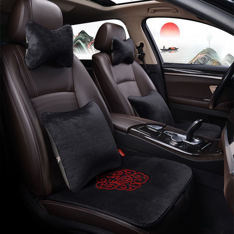 Autóülés párna készlet – vastag téli plüss, háttámla nélkül, 3 részes készlet, fűtéses, velúr töltet