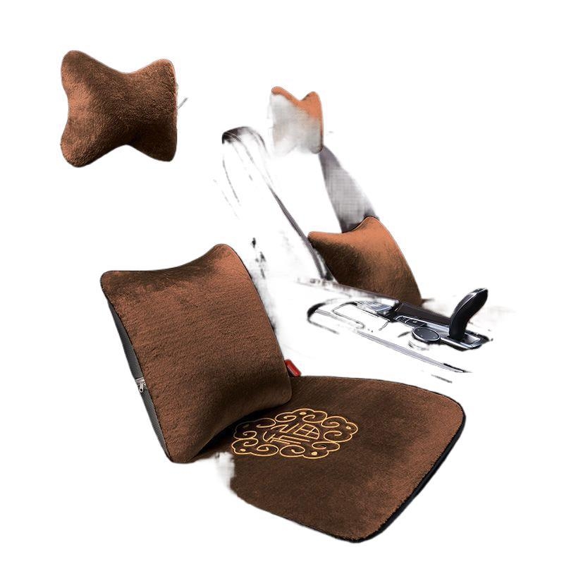 Autóülés párna készlet – vastag téli plüss, háttámla nélkül, 3 részes készlet, fűtéses, velúr töltet