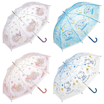 Skater παιδικός ομπρέλα με μακρύ χειρισμό — διαφανής πλαστικός θόλος, αλουμινένιος σωλήνας, 10 ακτίνες, χειροκίνητο άνοιγμα/κλείσιμο, για παιδιά, κατασκευασμένο στην Ιαπωνία