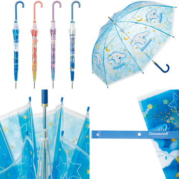 Skater παιδικός ομπρέλα με μακρύ χειρισμό — διαφανής πλαστικός θόλος, αλουμινένιος σωλήνας, 10 ακτίνες, χειροκίνητο άνοιγμα/κλείσιμο, για παιδιά, κατασκευασμένο στην Ιαπωνία