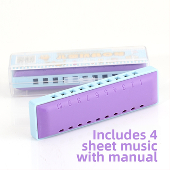 Harmonika s 10 dierkami KS1001C s ABS krytom a rezínovými zvukovými otvormi pre hudobné vzdelávanie v škôlke a na základných školách