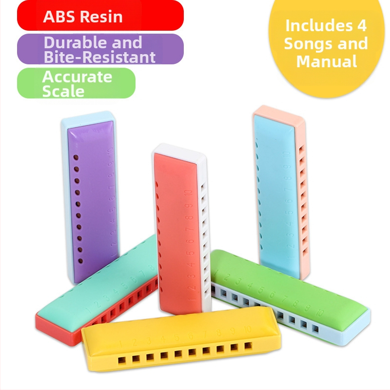 Harmonika s 10 dierkami KS1001C s ABS krytom a rezínovými zvukovými otvormi pre hudobné vzdelávanie v škôlke a na základných školách