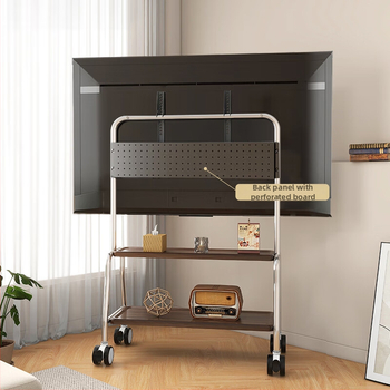 Áthelyezhető padlón álló TV-tartó kerekekkel, univerzális kompatibilitás; teherbírás 15 kg felett; hidegen hengerelt acélból készült konstrukció; falra szerelhető; mechanikus vezérlés.