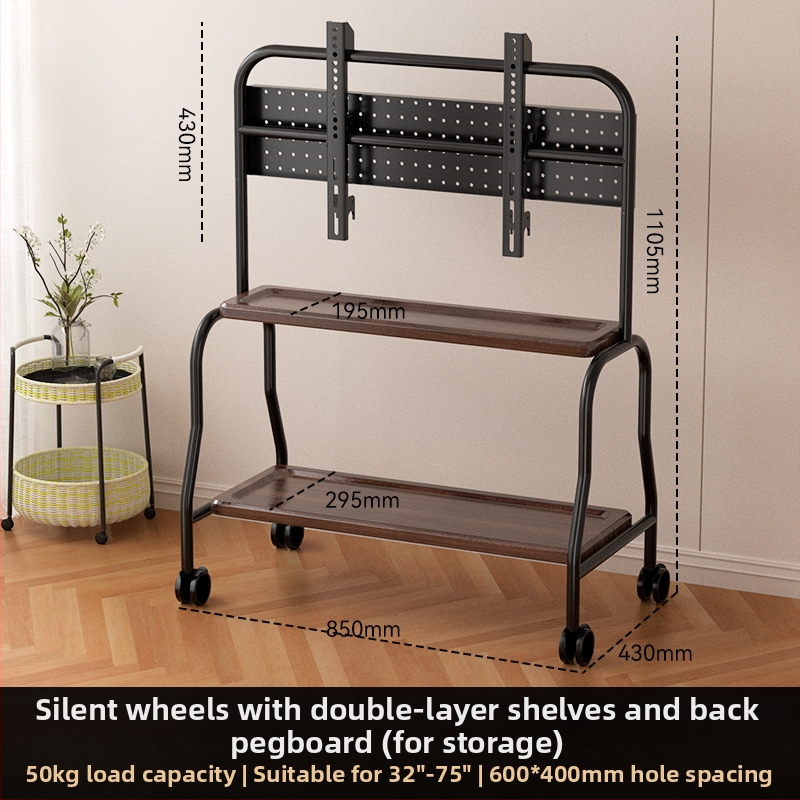 Áthelyezhető padlón álló TV-tartó kerekekkel, univerzális kompatibilitás; teherbírás 15 kg felett; hidegen hengerelt acélból készült konstrukció; falra szerelhető; mechanikus vezérlés.