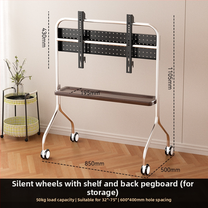 Áthelyezhető padlón álló TV-tartó kerekekkel, univerzális kompatibilitás; teherbírás 15 kg felett; hidegen hengerelt acélból készült konstrukció; falra szerelhető; mechanikus vezérlés.
